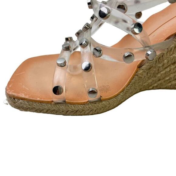 Dolce Vita Maxton Espadrille Womens Clear Studded Wedge Sandals Square Toe 8.5 - Picture 5 of 16